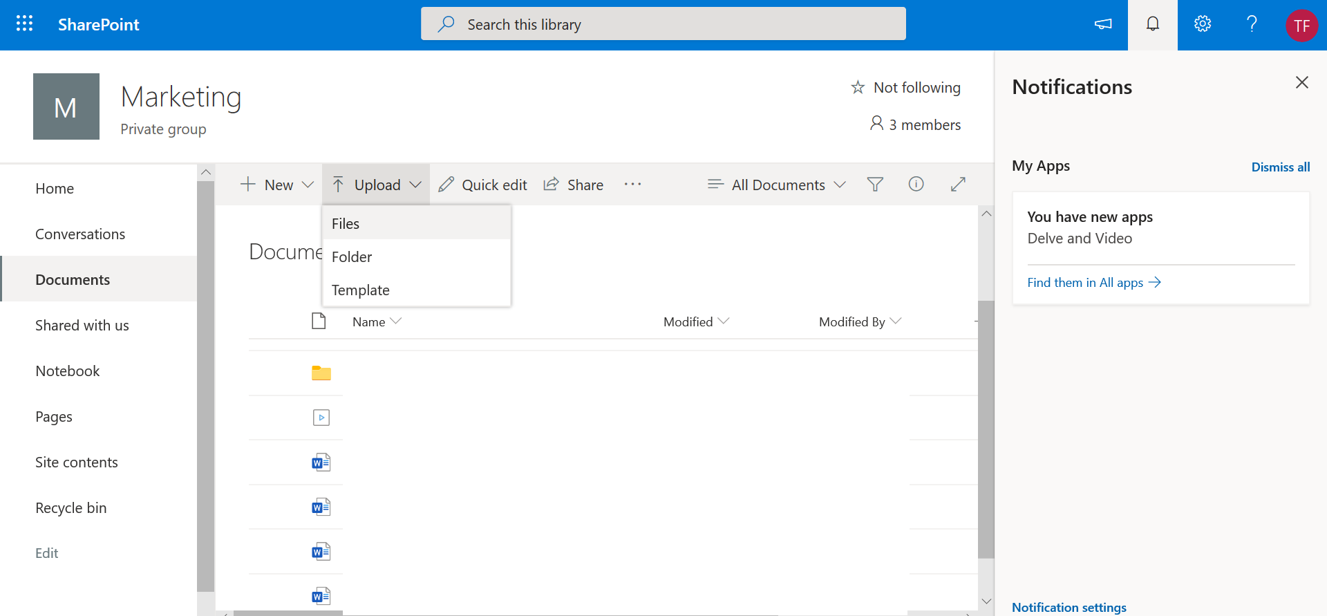 SharePoint Upload selsect find video and click on it